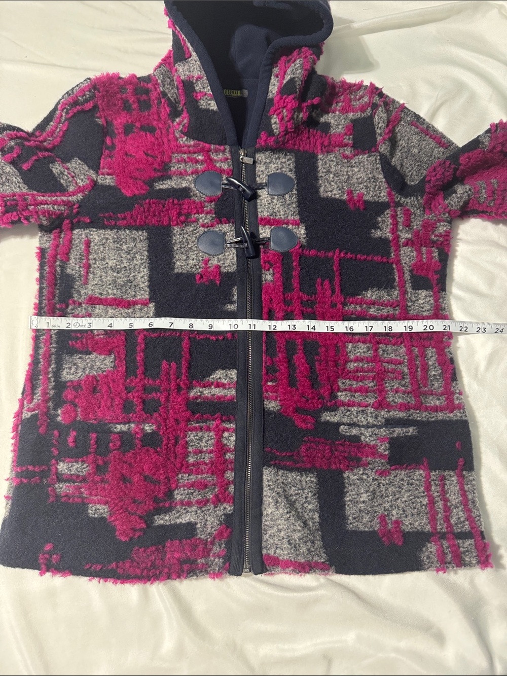 Dolcezza Abstract Geometric Hooded Jacket Textured Woven/Knit XL Wearable Art - Picture 9 of 10